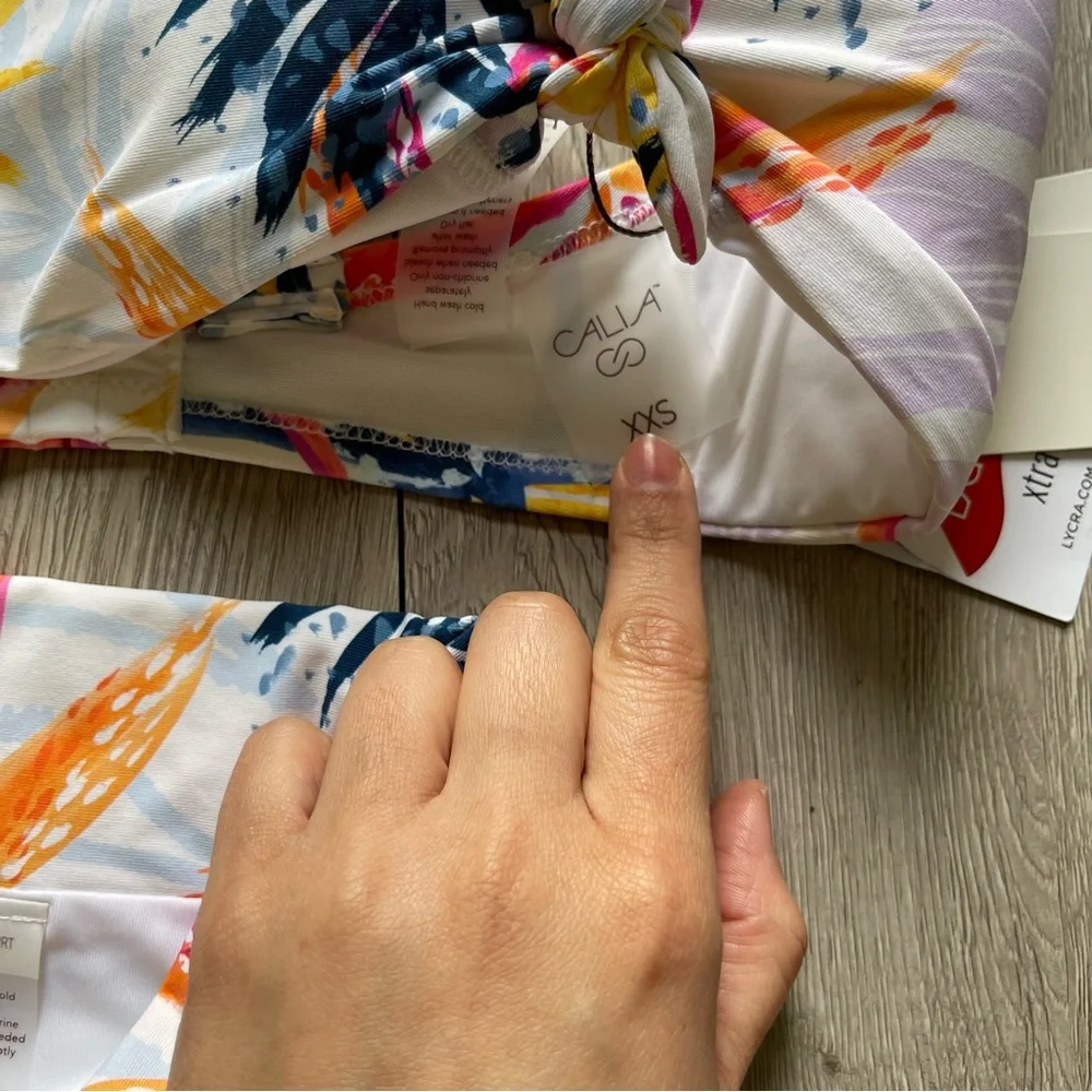 Calia watercolor palms 2 piece swim suit size XXS NWT - Picture 5 of 10